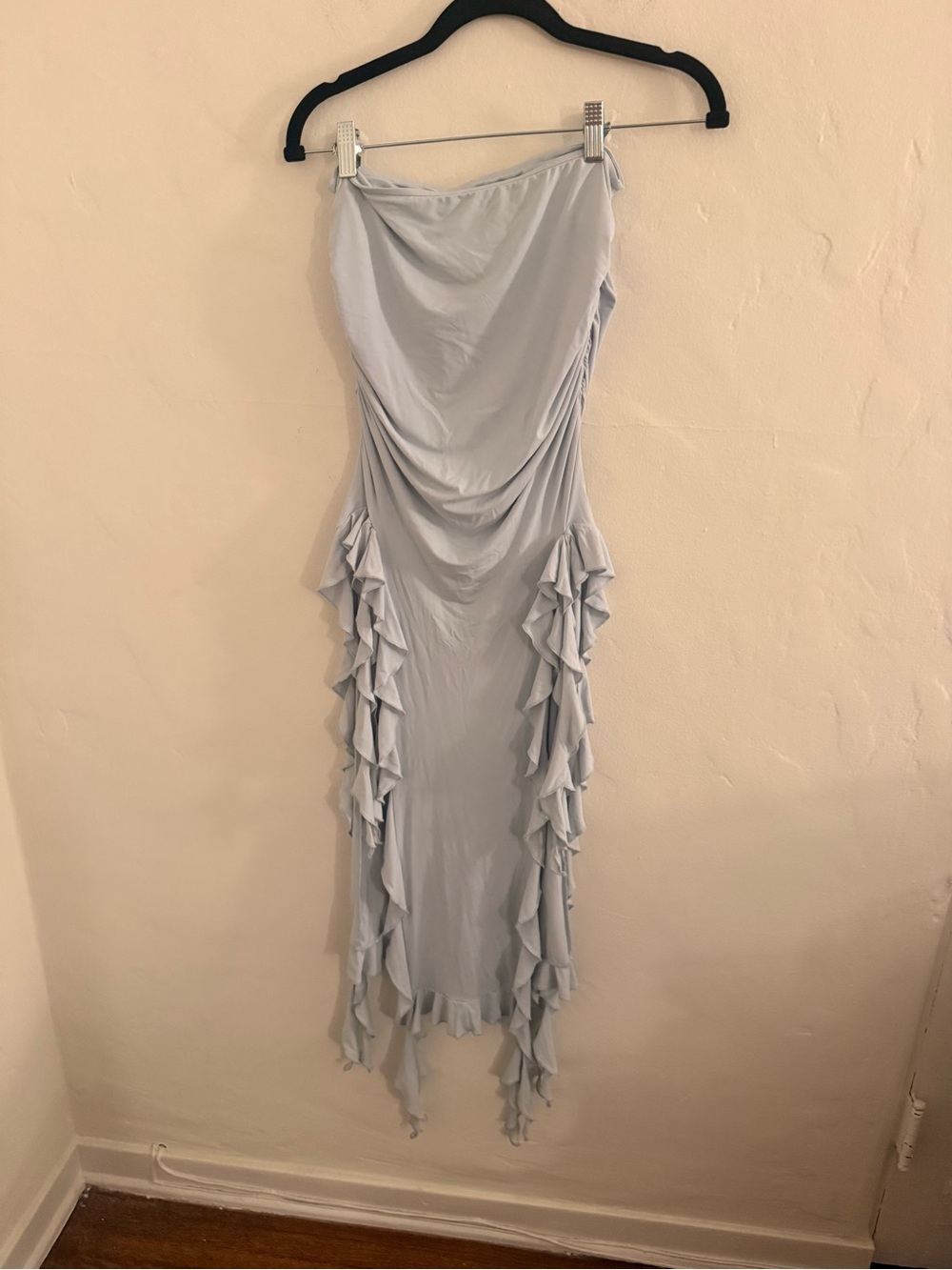 Lioness Light Blue Ruffled High-Slit Maxi Skirt - Picture 3 of 6